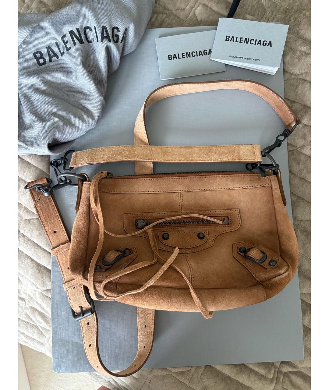 BALENCIAGA Коричневая замшевая сумка через плечо, фото 5
