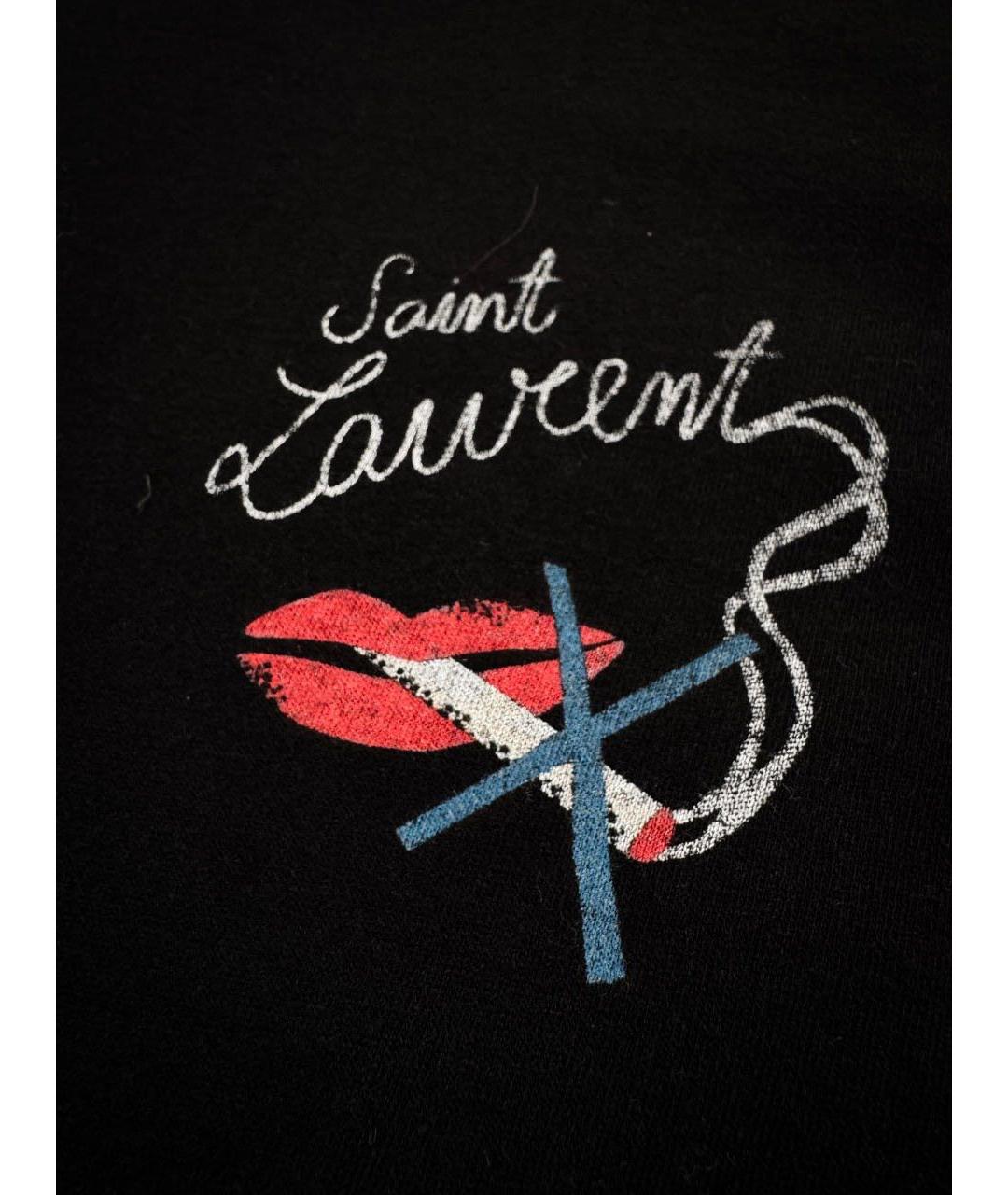 SAINT LAURENT Черная хлопковая футболка, фото 6