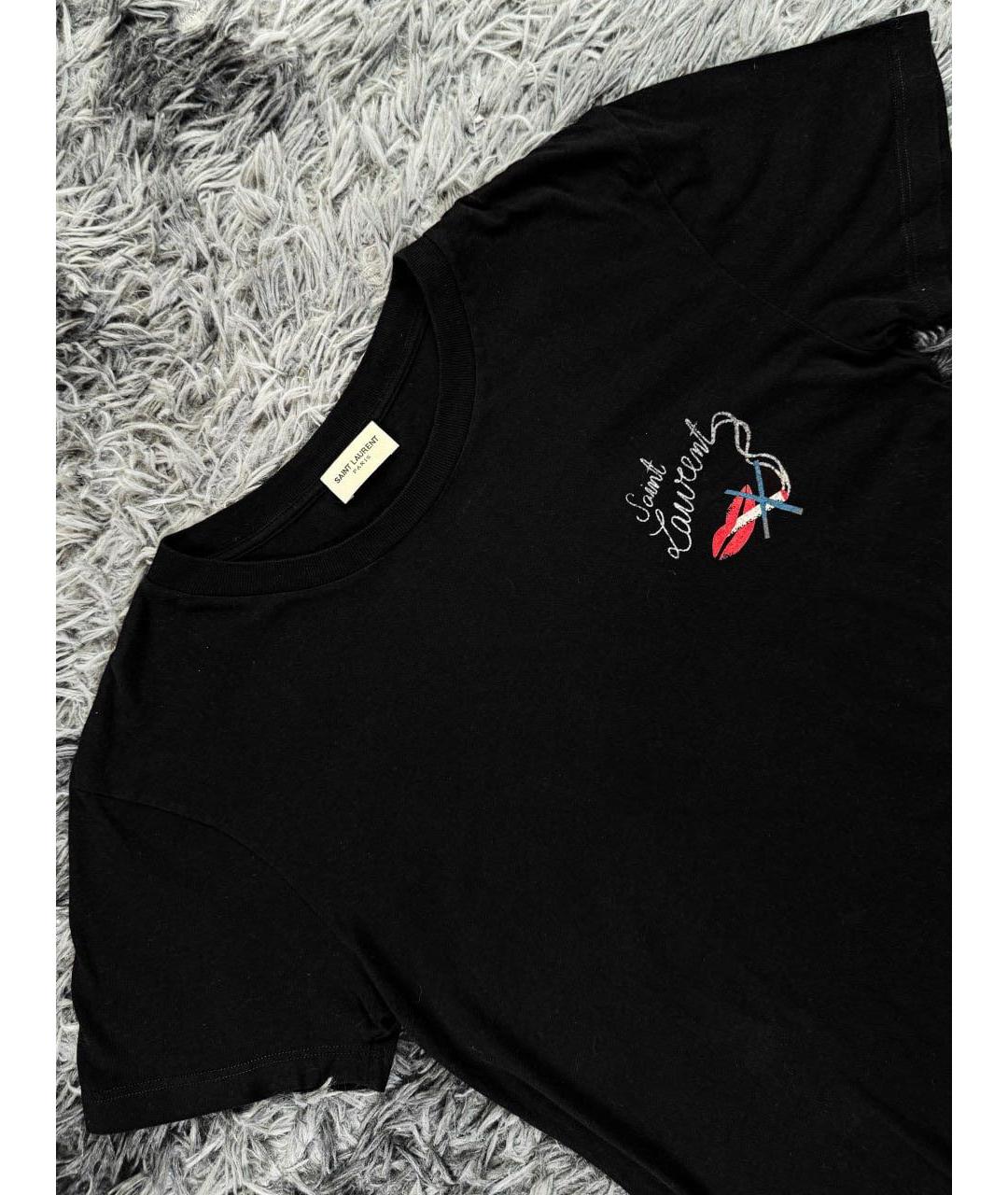 SAINT LAURENT Черная хлопковая футболка, фото 3