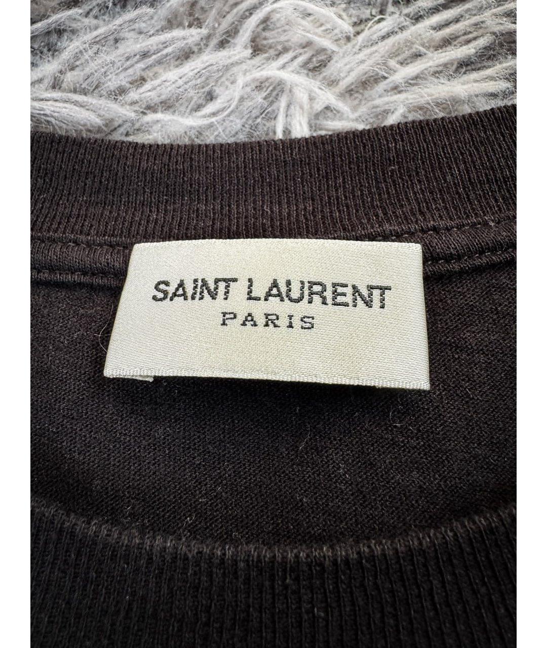 SAINT LAURENT Черная хлопковая футболка, фото 7