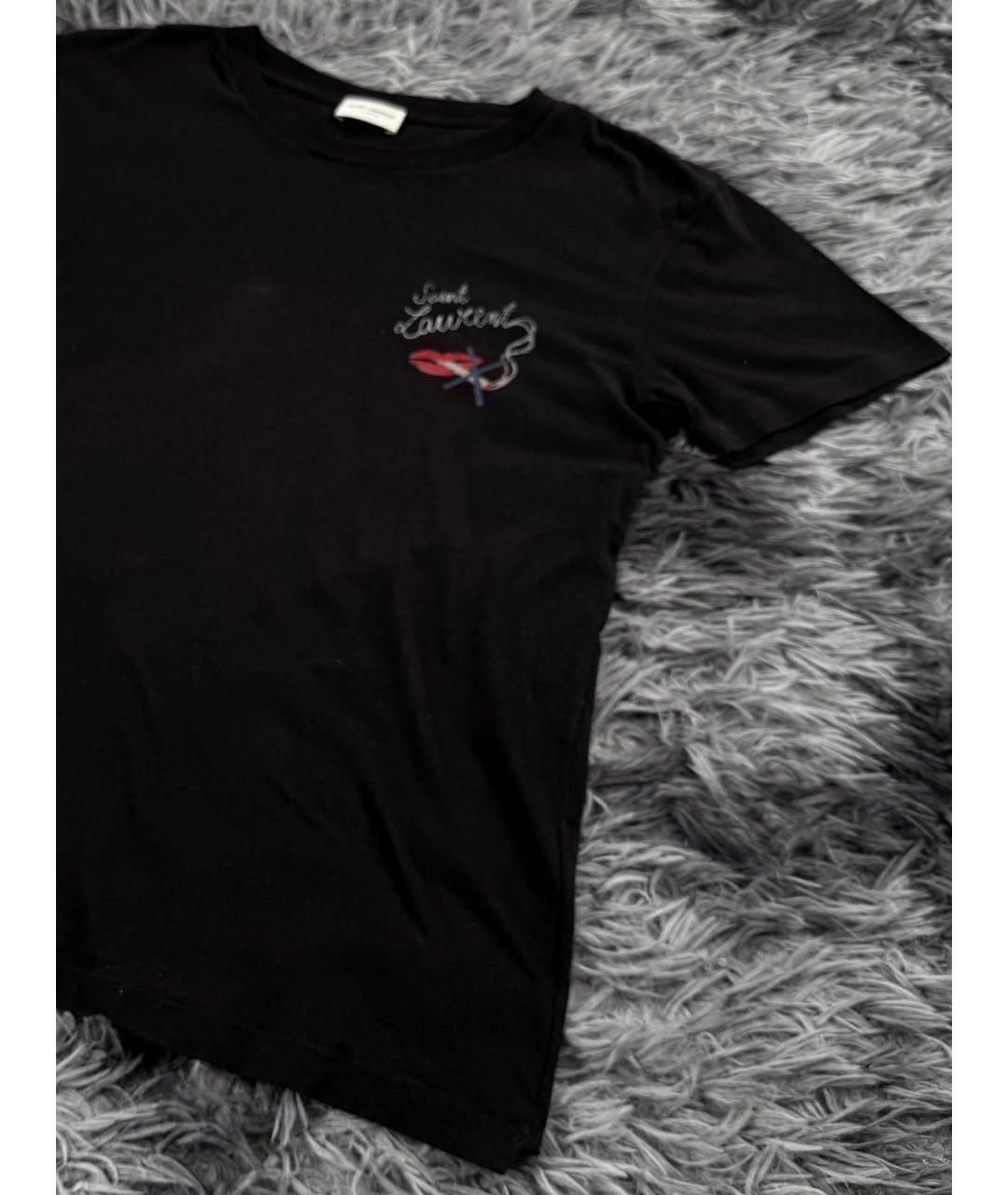 SAINT LAURENT Черная хлопковая футболка, фото 5