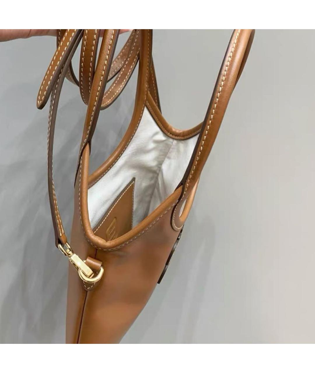 MIU MIU Коричневая кожаная сумка с короткими ручками, фото 4