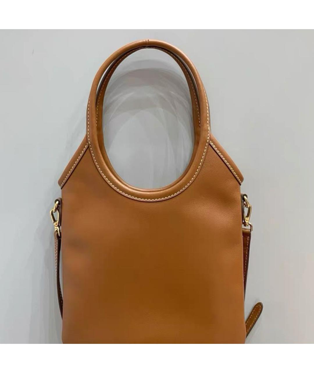 MIU MIU Коричневая кожаная сумка с короткими ручками, фото 3