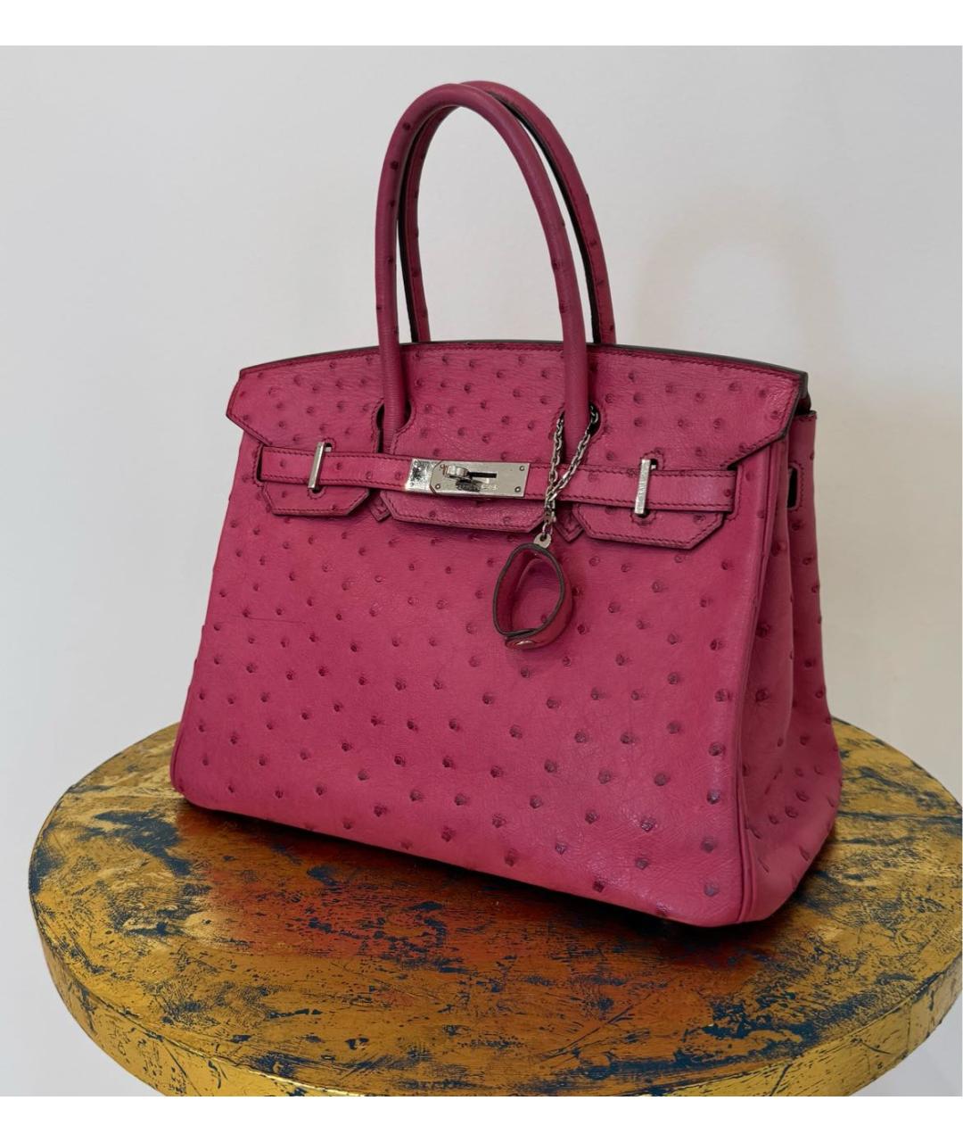 HERMES Розовая сумка с короткими ручками из экзотической кожи, фото 6
