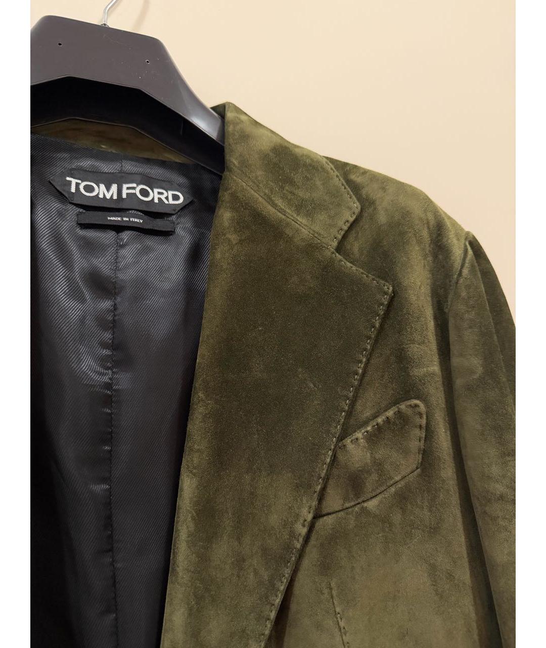 TOM FORD Хаки кожаный жакет/пиджак, фото 2