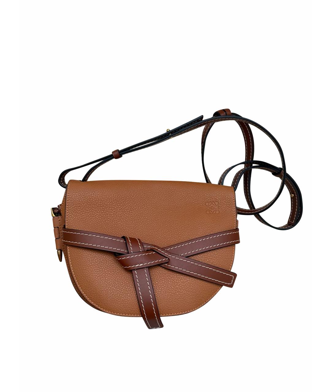 LOEWE Коричневая кожаная сумка через плечо, фото 1