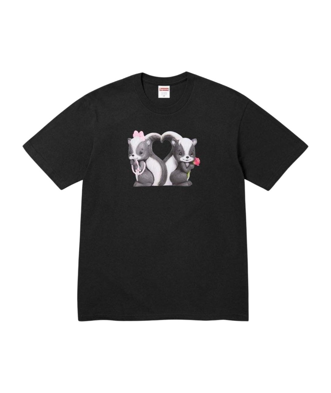 SUPREME Черная хлопковая футболка, фото 1