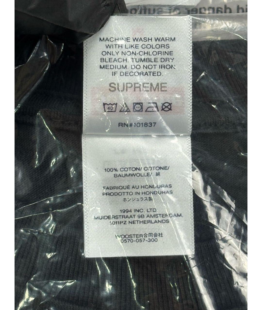 SUPREME Черная хлопковая футболка, фото 6