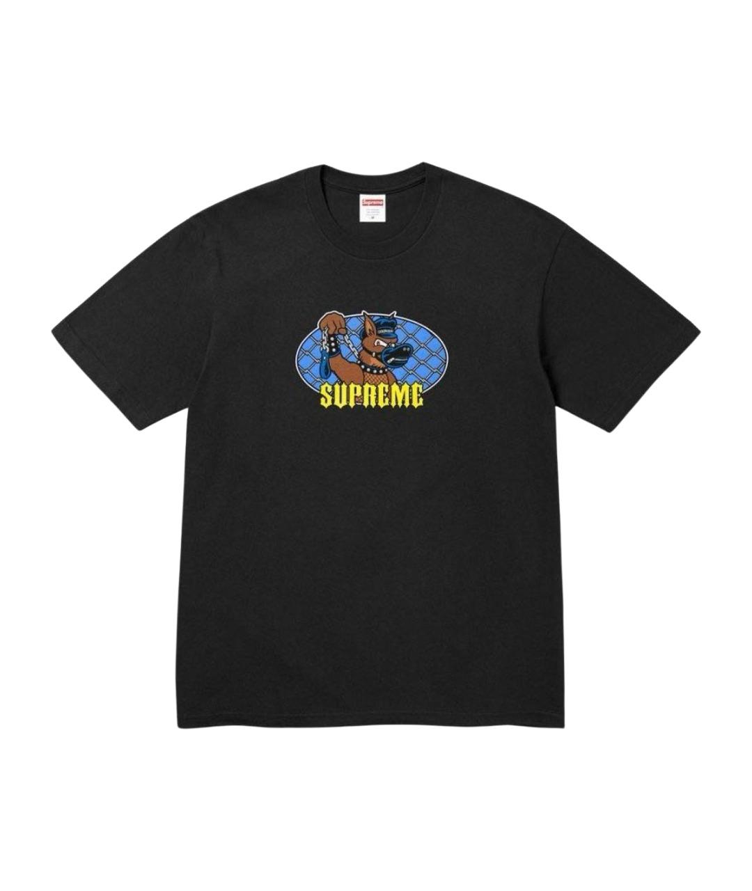 SUPREME Черная хлопковая футболка, фото 1
