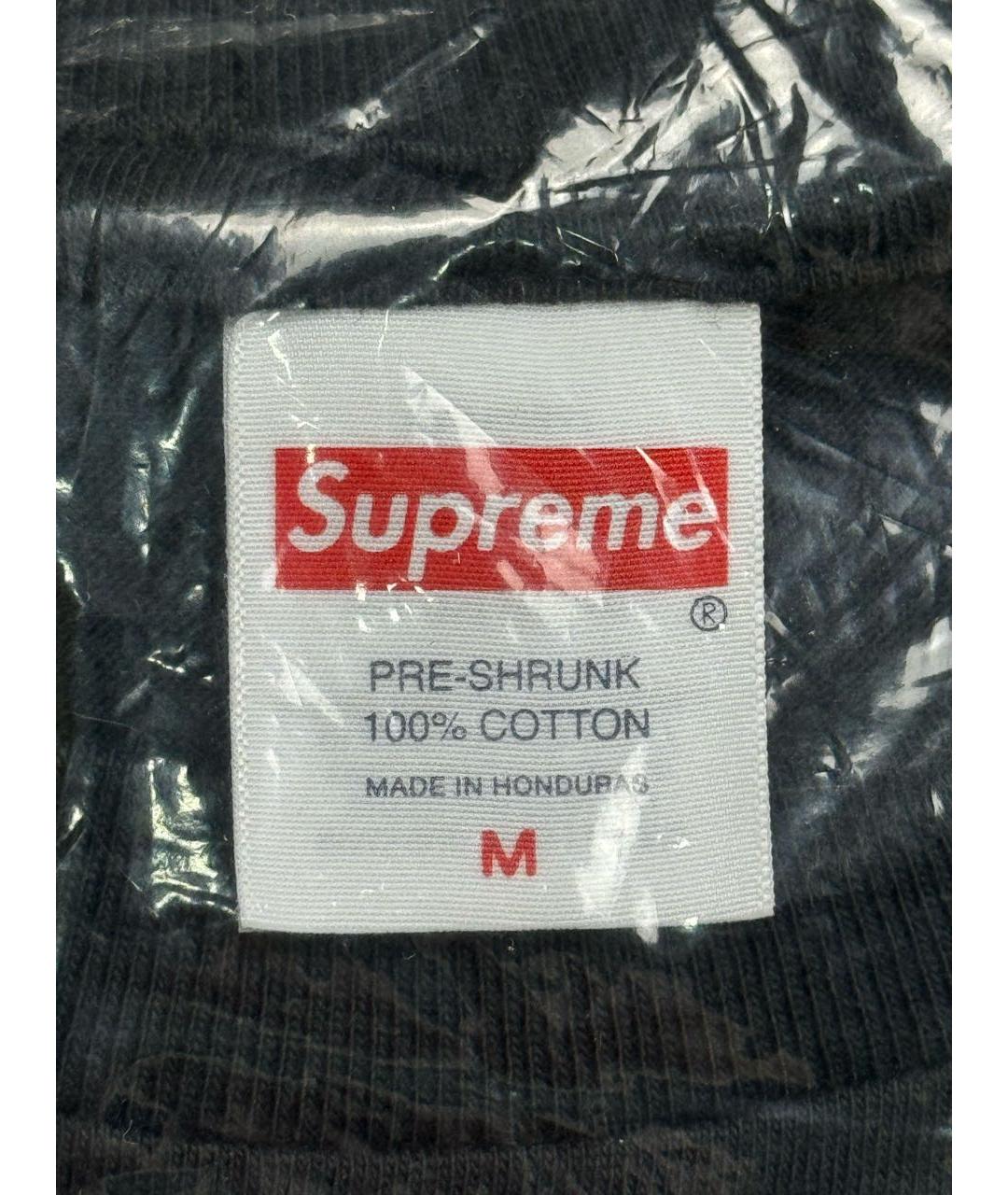 SUPREME Черная хлопковая футболка, фото 5