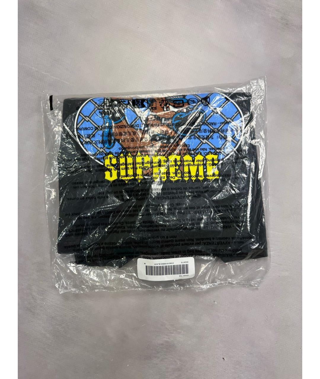 SUPREME Черная хлопковая футболка, фото 3