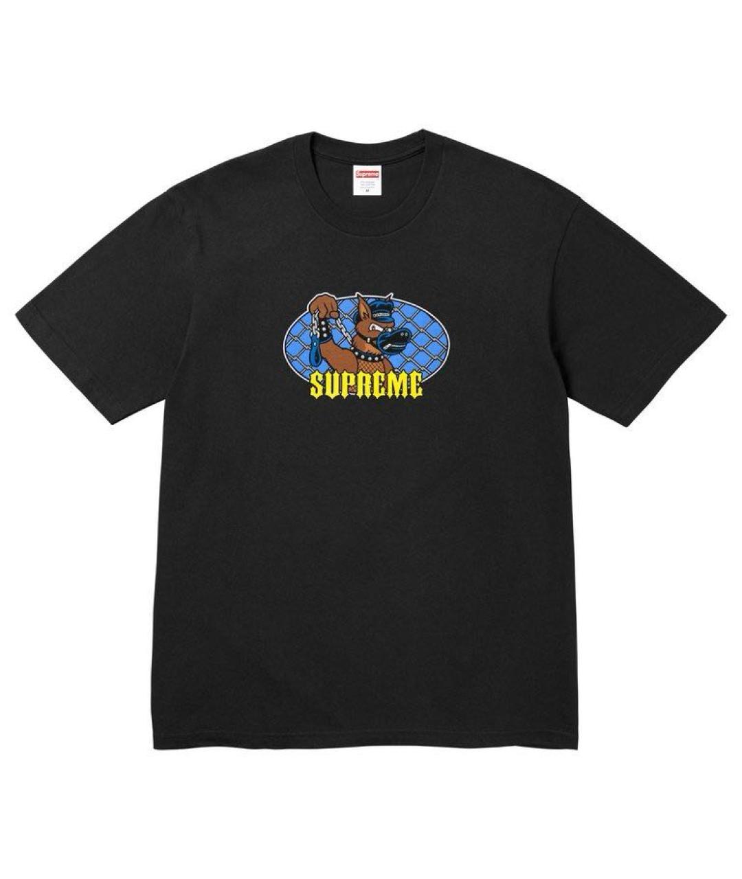 SUPREME Черная хлопковая футболка, фото 9