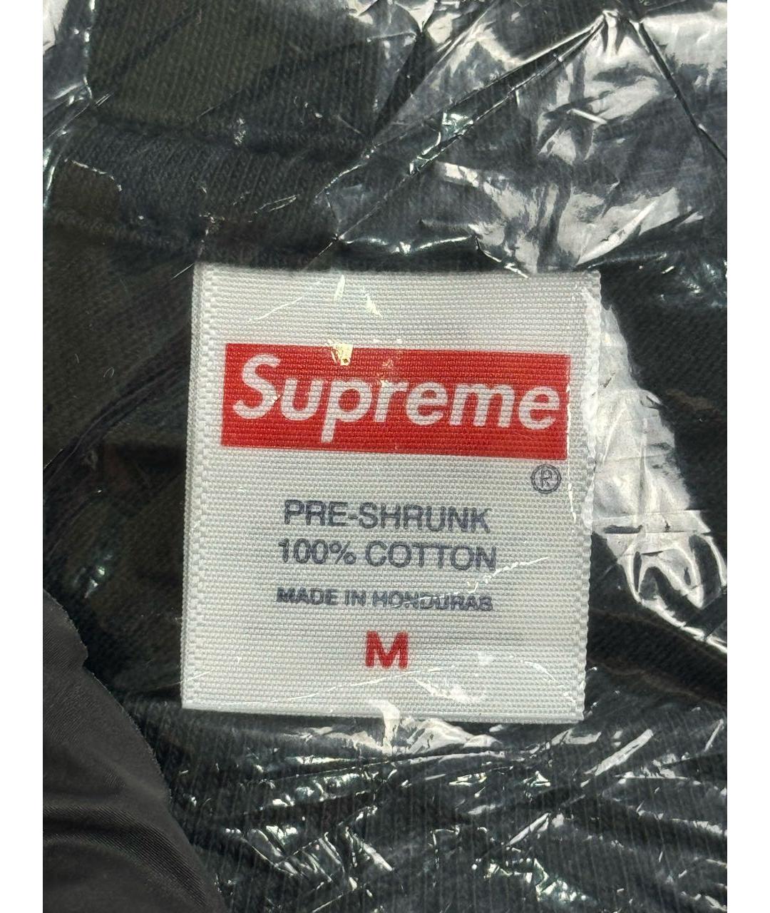 SUPREME Черная хлопковая футболка, фото 6