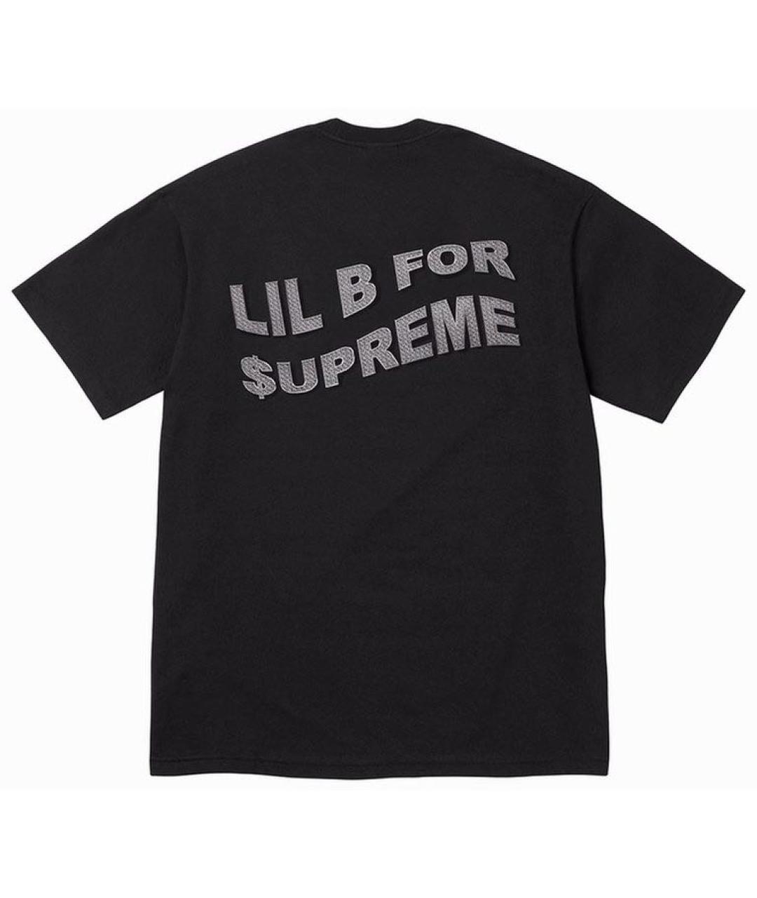 SUPREME Черная хлопковая футболка, фото 2