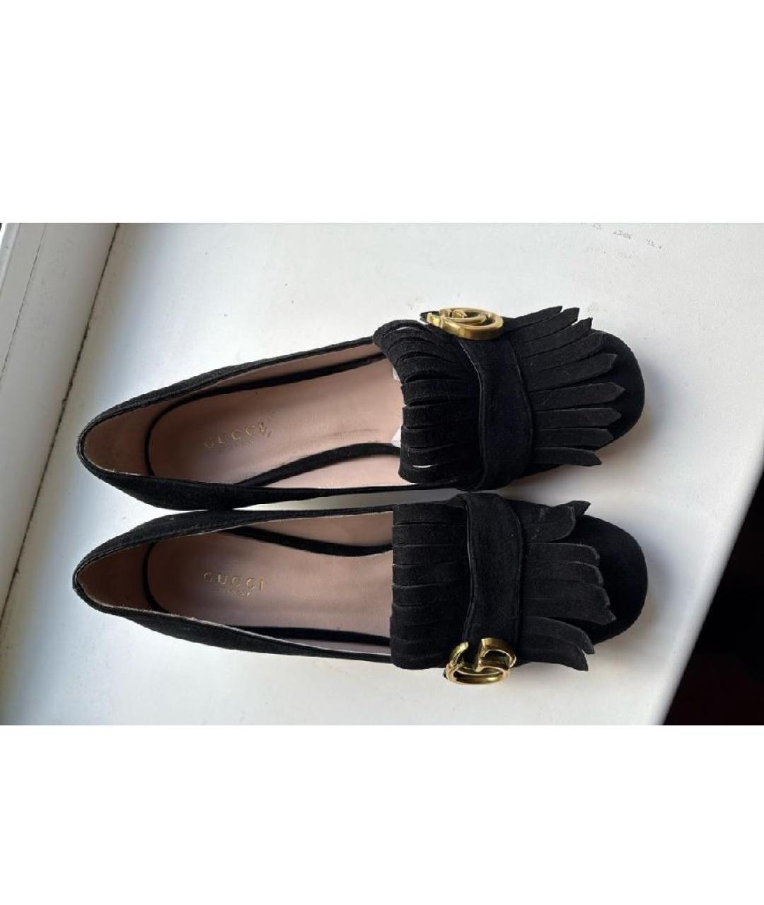 GUCCI Черные замшевые туфли, фото 2