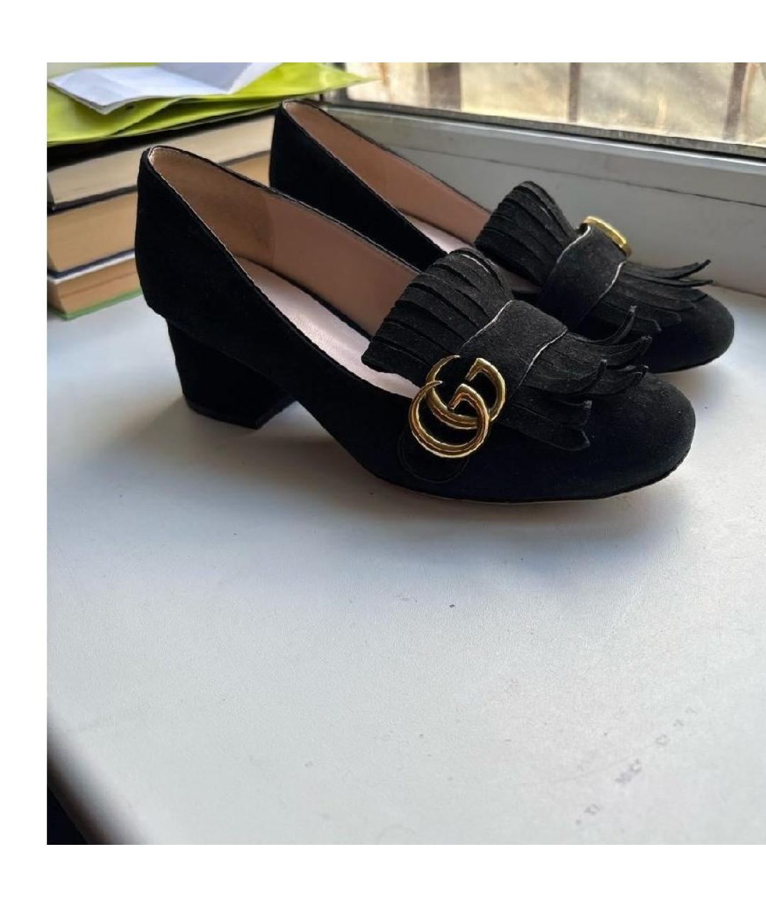 GUCCI Черные замшевые туфли, фото 5