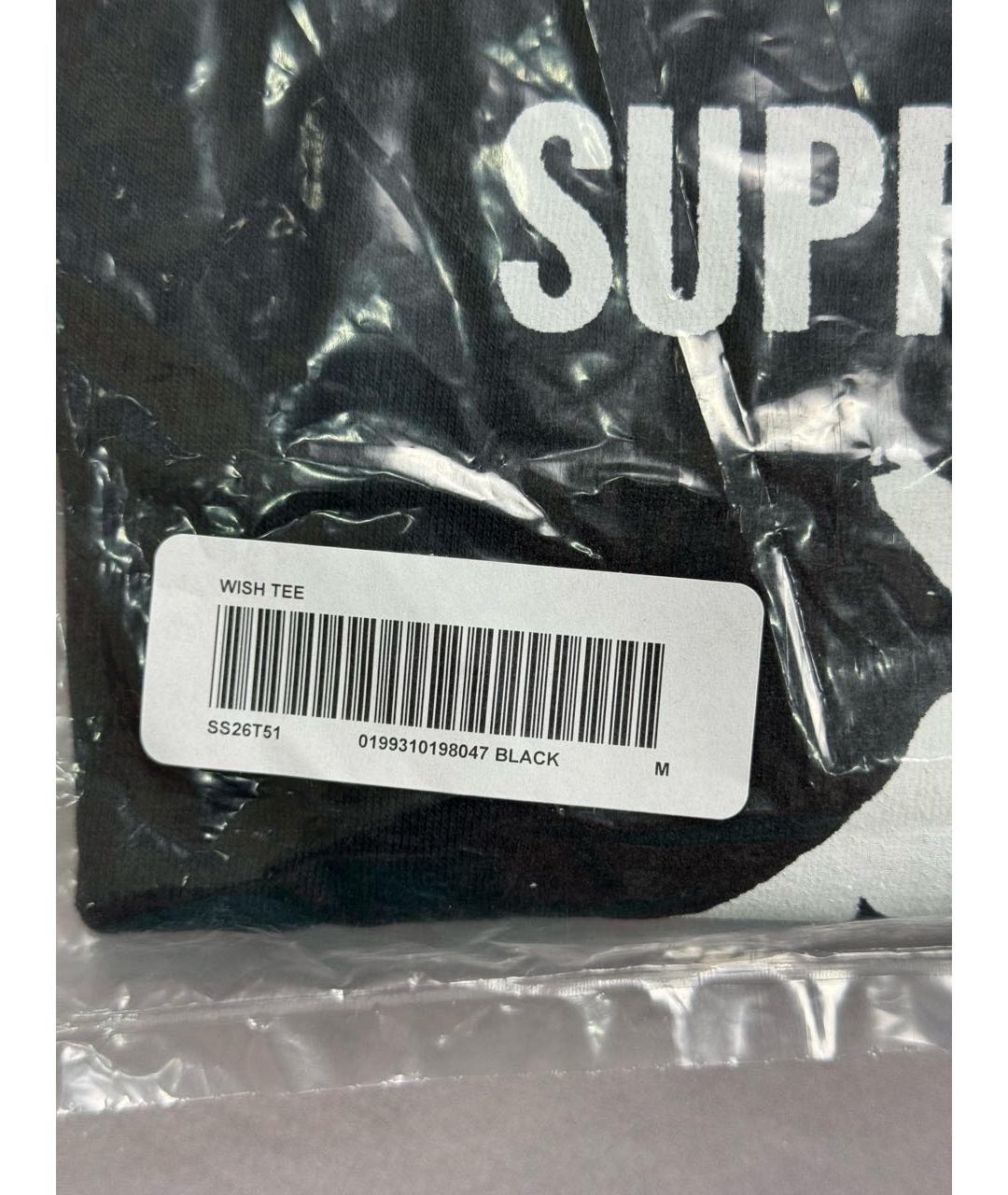 SUPREME Черная хлопковая футболка, фото 3