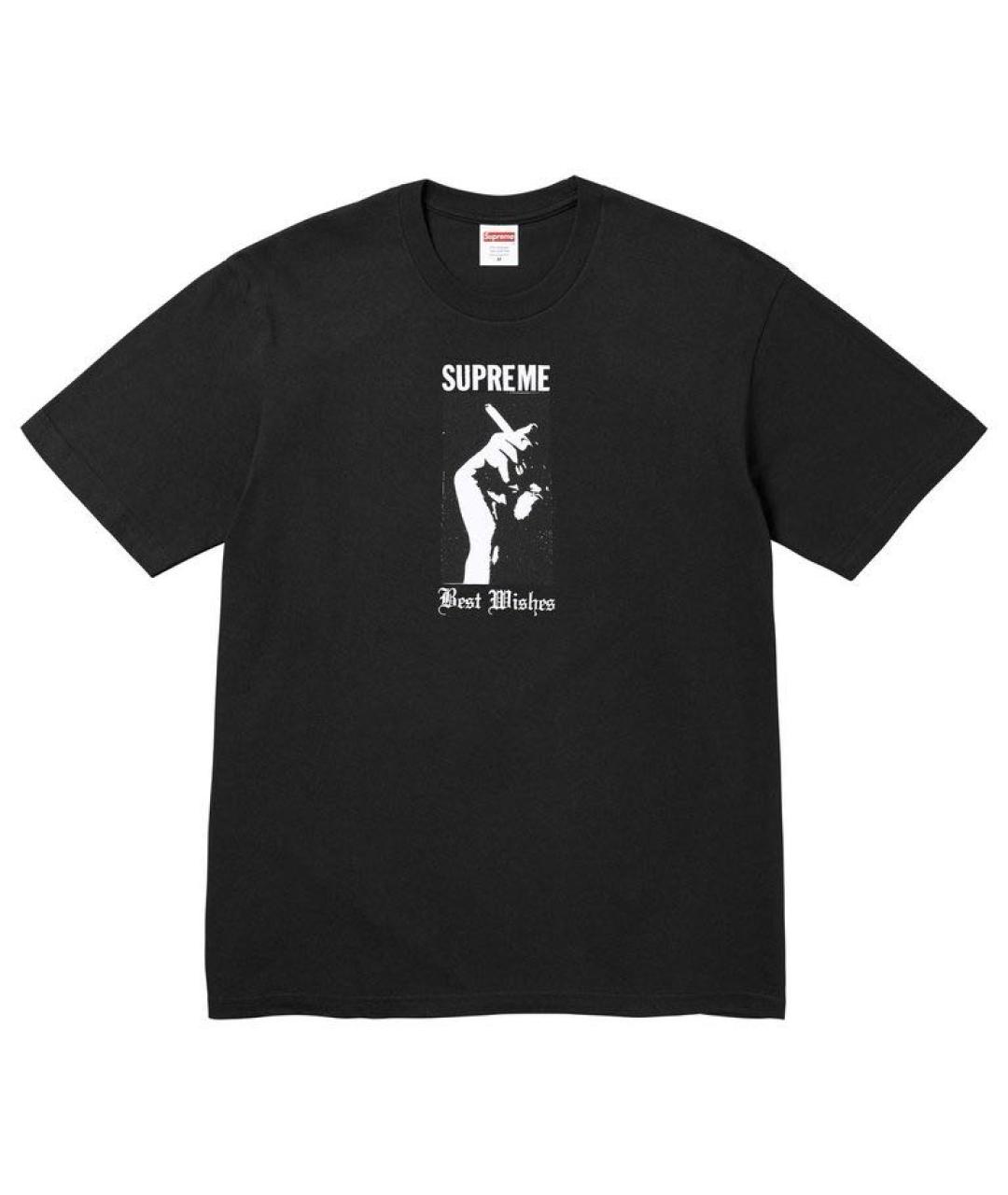 SUPREME Черная хлопковая футболка, фото 9