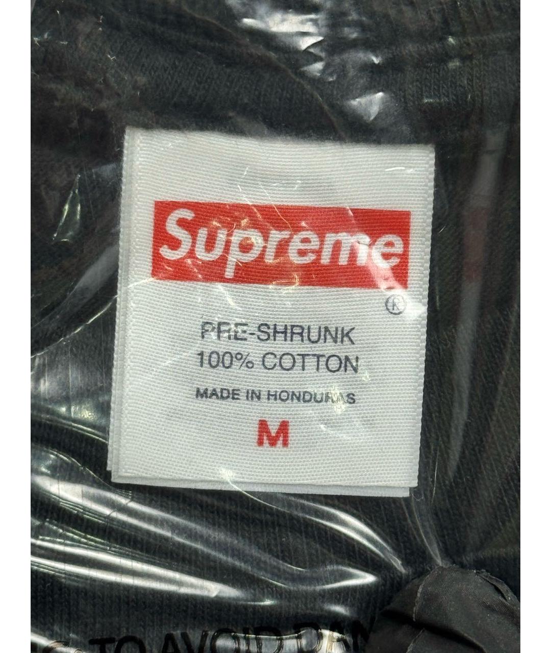 SUPREME Черная хлопковая футболка, фото 5