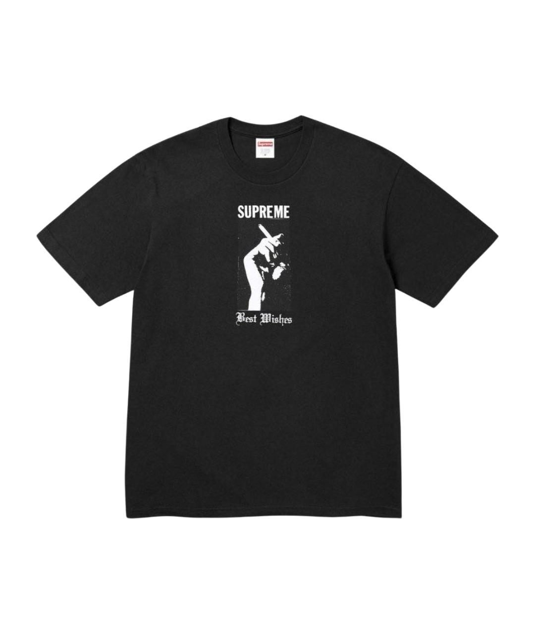 SUPREME Черная хлопковая футболка, фото 1