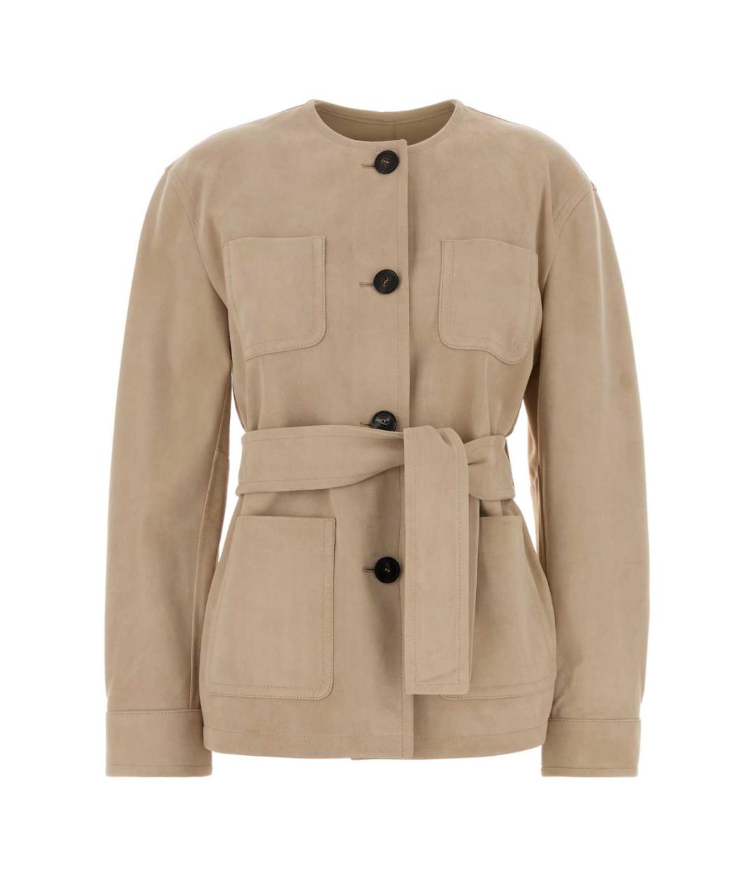 MAX MARA STUDIO Бежевая кожаная куртка, фото 1