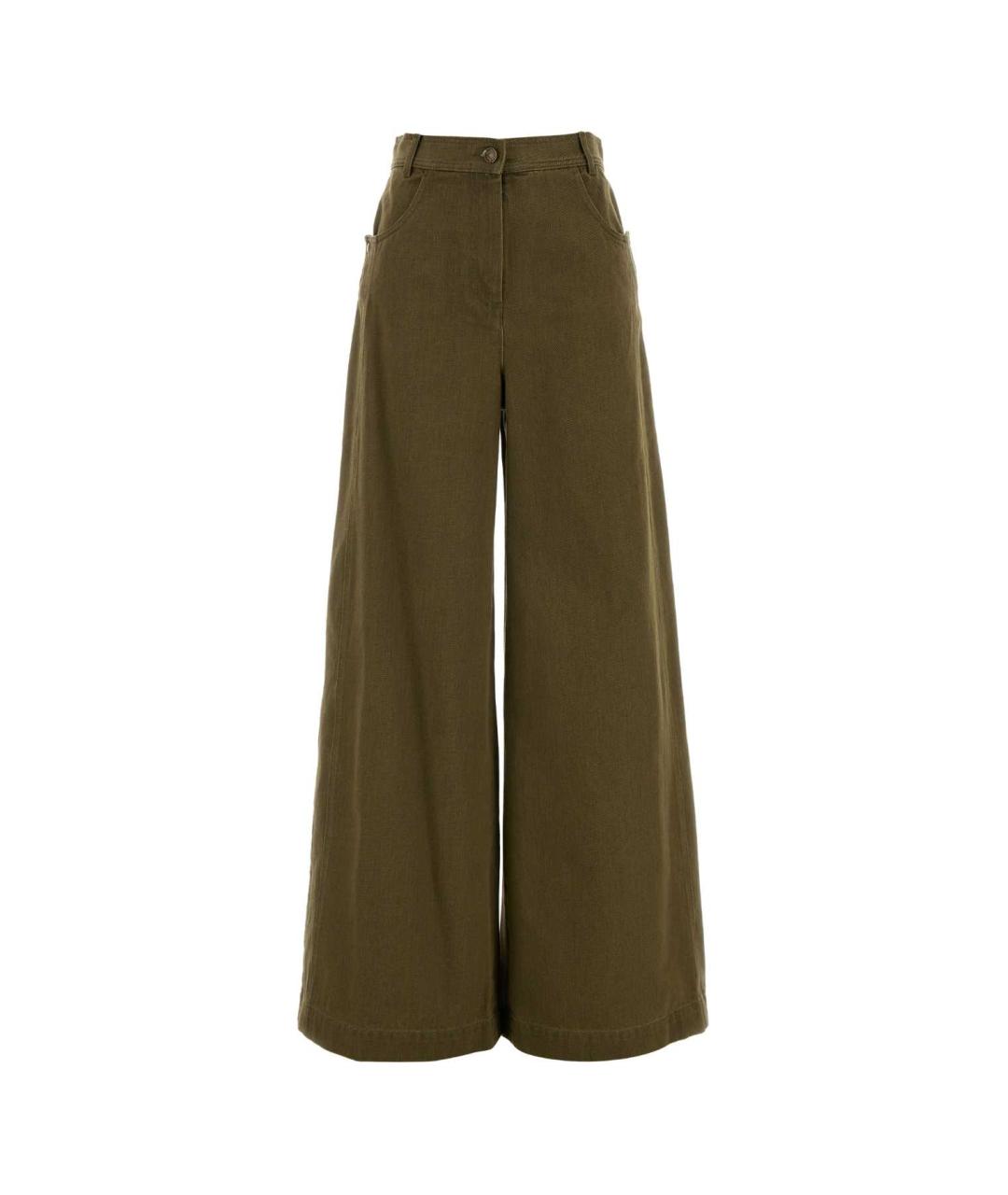 MAX MARA Зеленые хлопковые прямые джинсы, фото 1