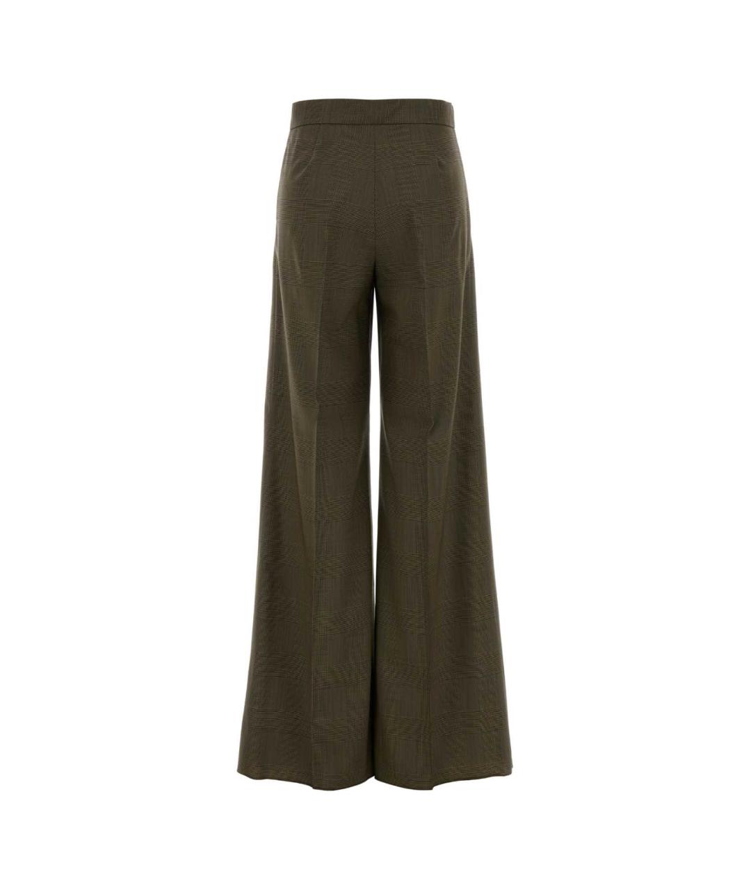 MAX MARA Зеленые шерстяные прямые брюки, фото 2