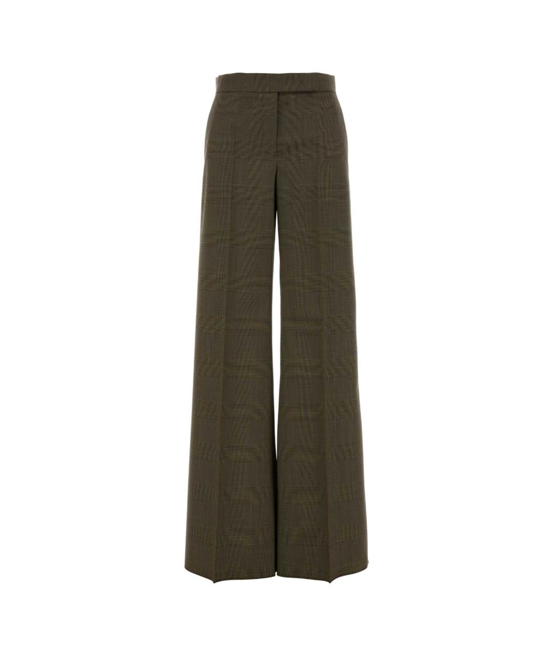 MAX MARA Зеленые шерстяные прямые брюки, фото 1