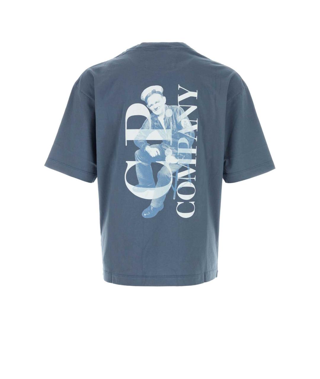 CP COMPANY Голубая хлопковая футболка, фото 2