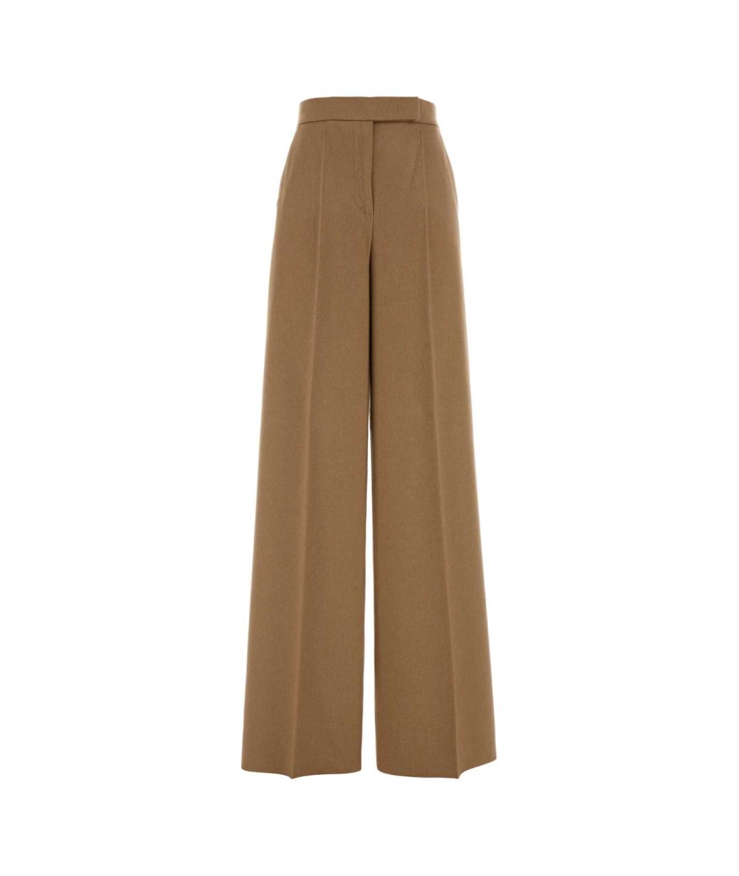 MAX MARA Бежевые шерстяные прямые брюки, фото 1