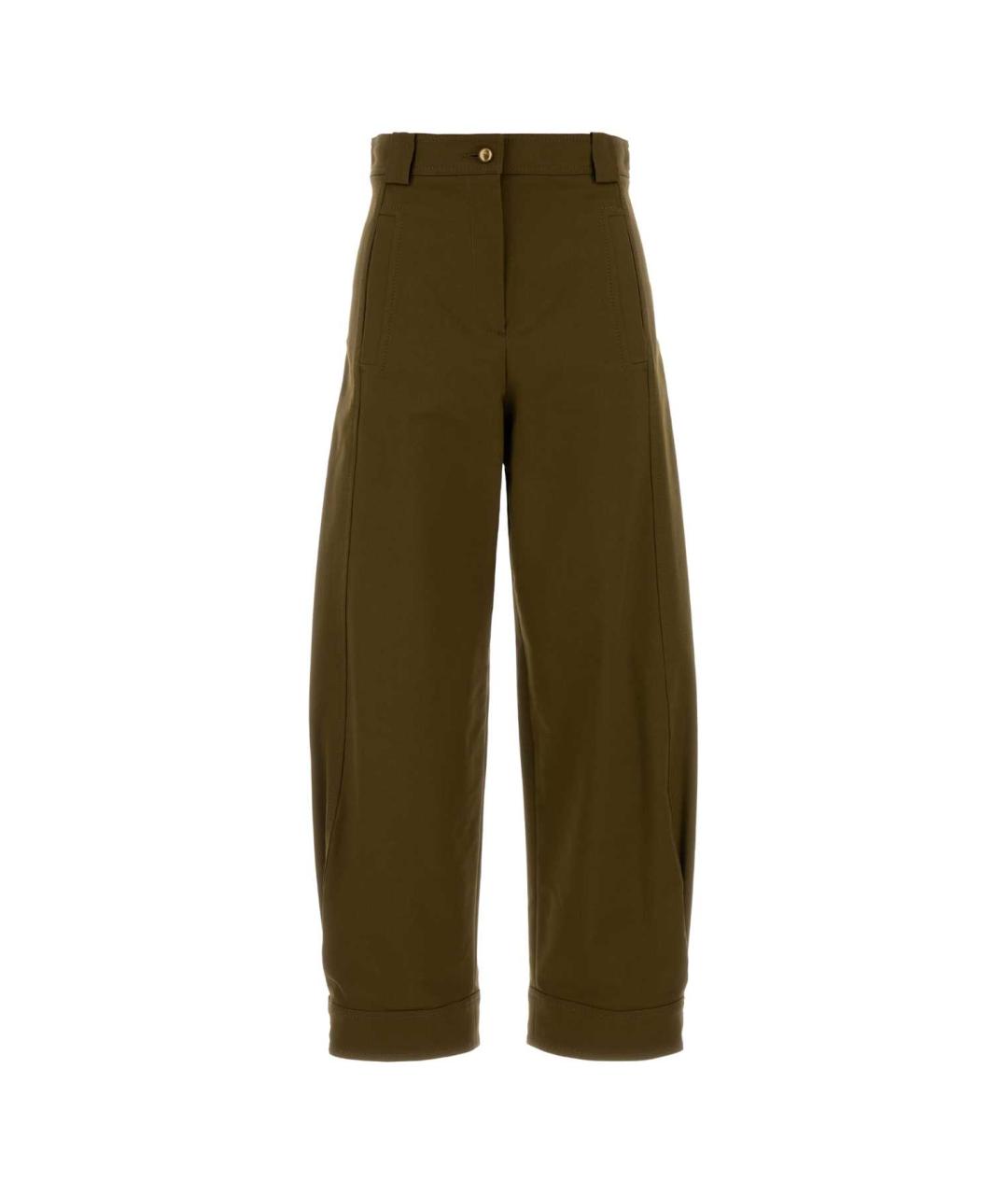 MAX MARA Зеленые хлопковые прямые брюки, фото 1