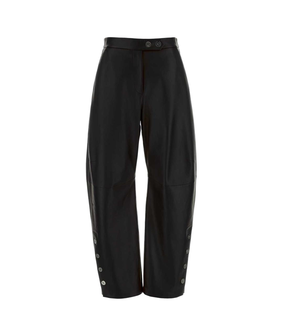 SPORTMAX Черные кожаные прямые брюки, фото 1