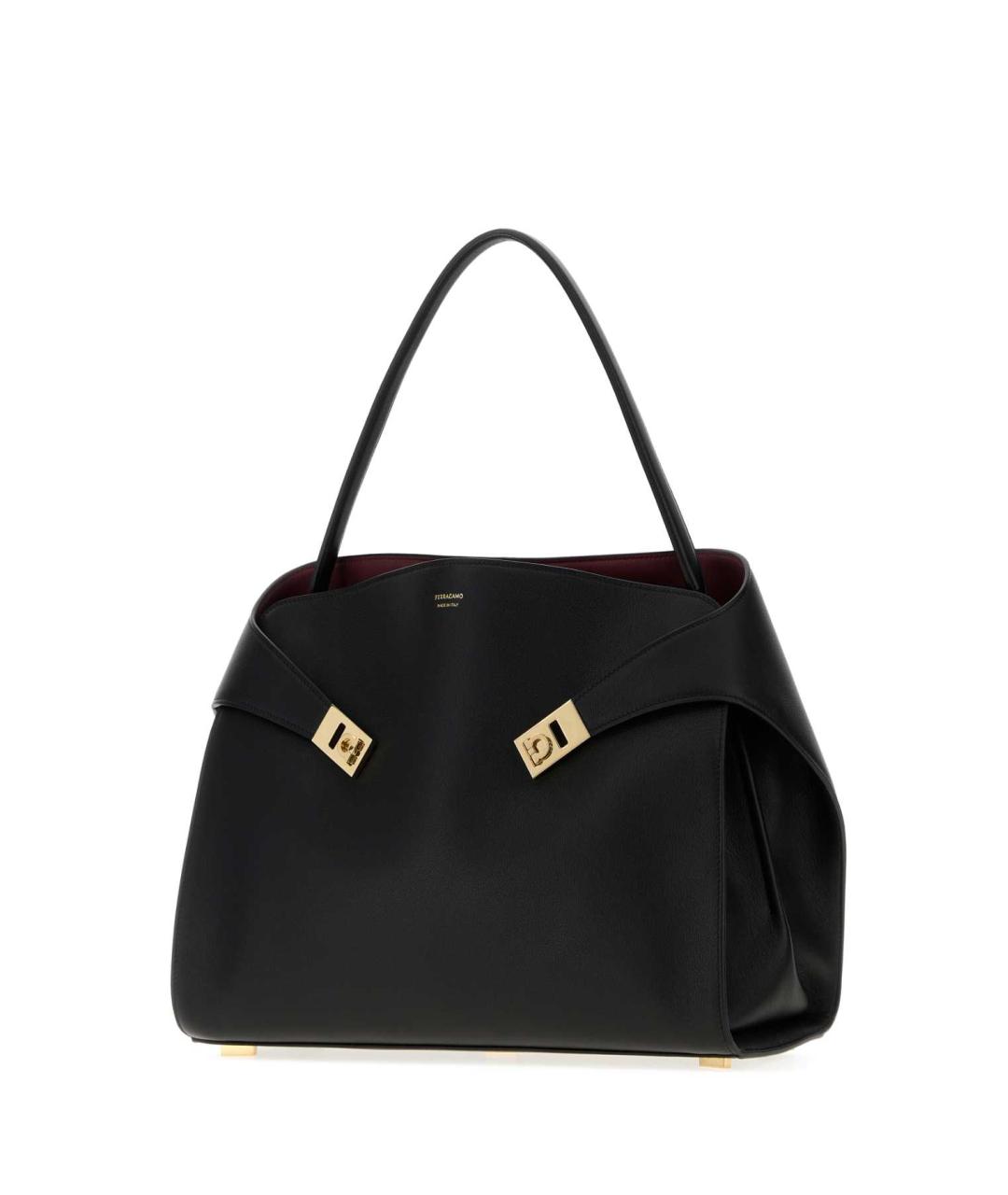 FERRAGAMO Черная кожаная сумка тоут, фото 2