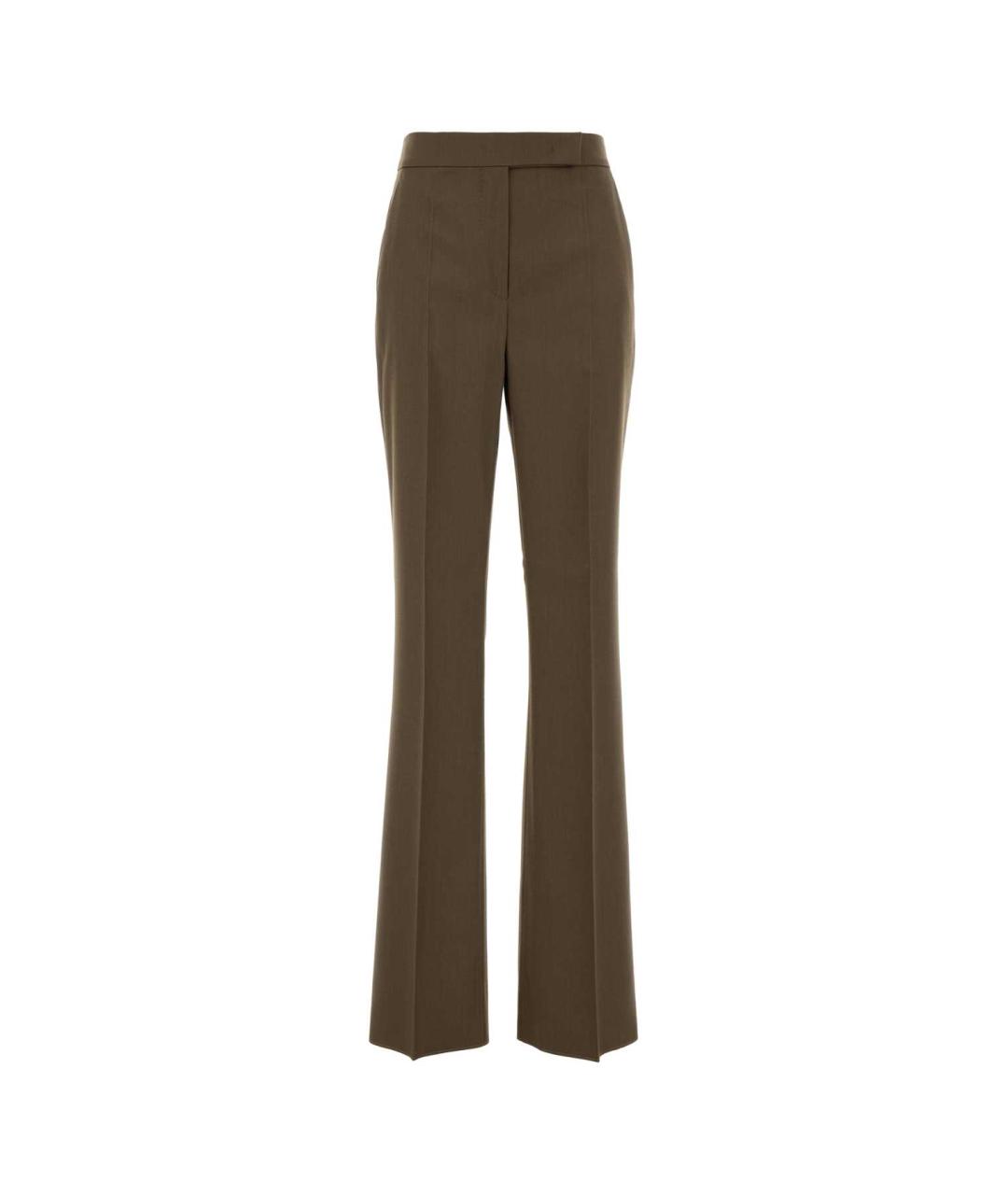 MAX MARA Зеленые шерстяные прямые брюки, фото 1