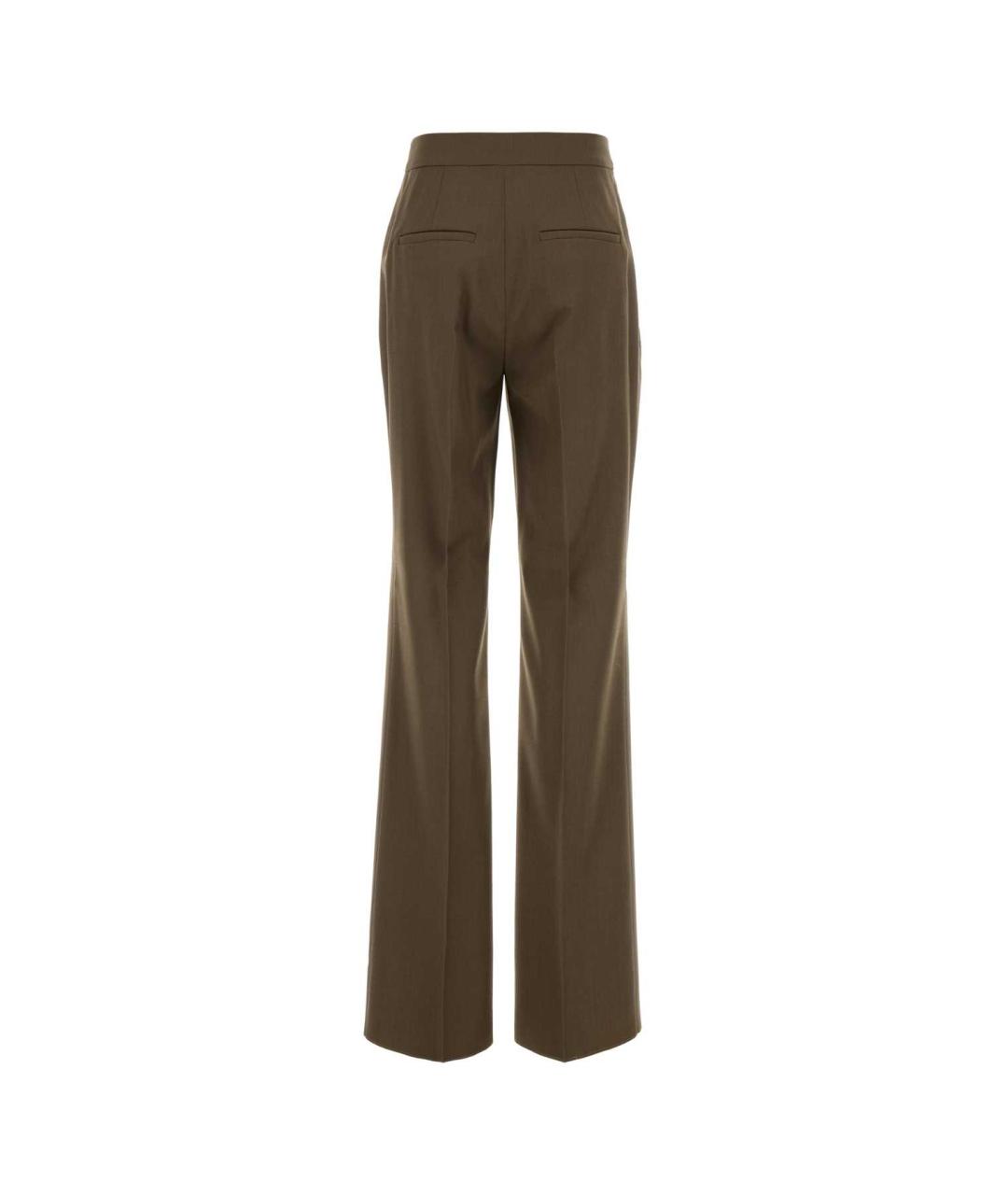 MAX MARA Зеленые шерстяные прямые брюки, фото 2