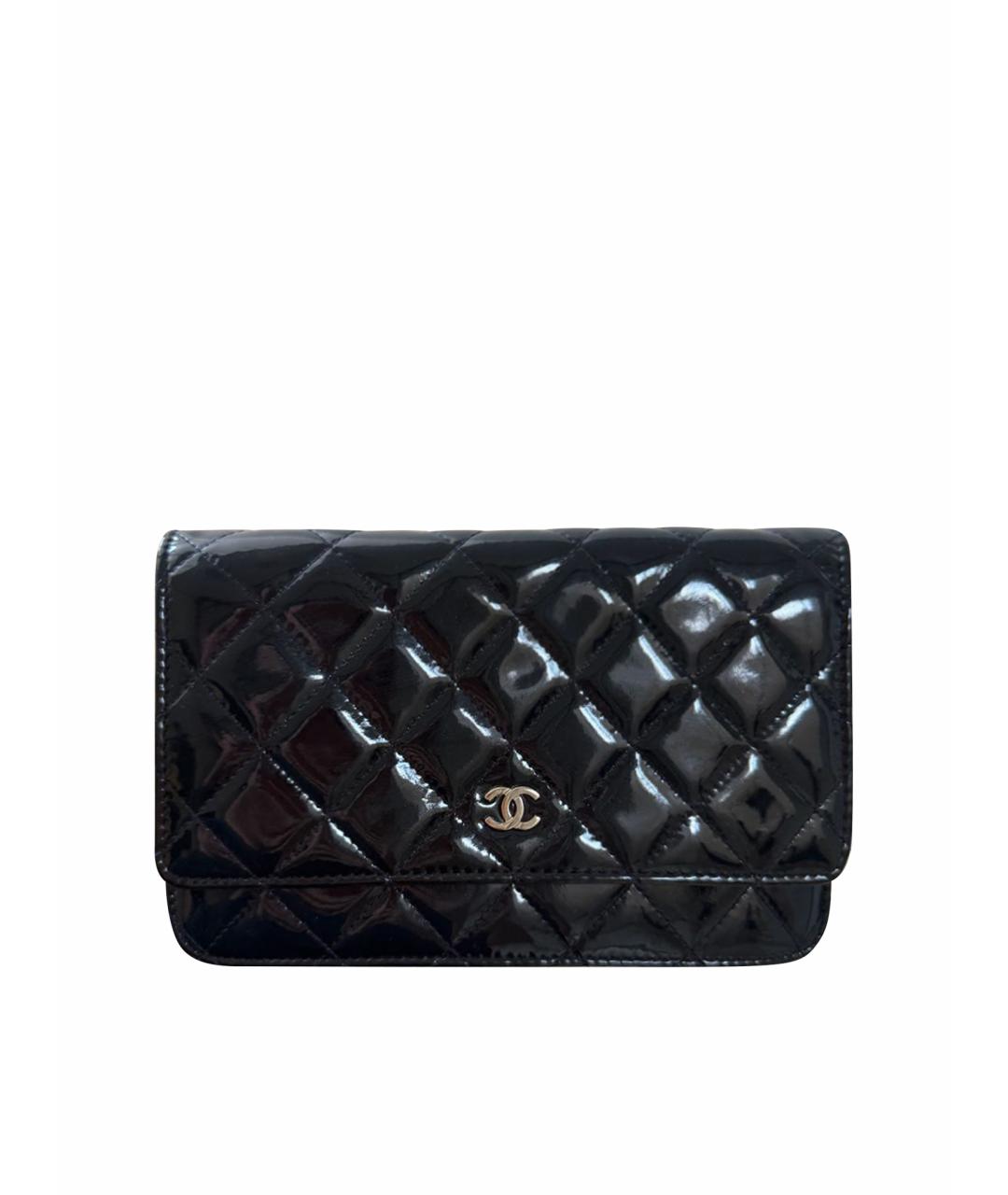 CHANEL Темно-синяя сумка через плечо из лакированной кожи, фото 1