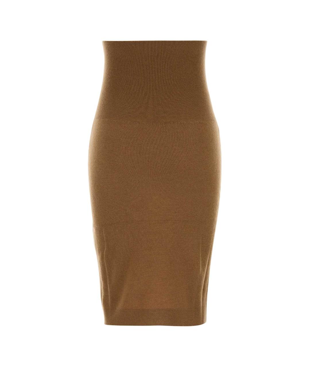 STELLA MCCARTNEY Коричневая шерстяная юбка миди, фото 2