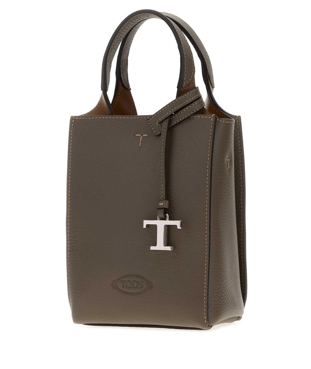 TOD'S Бежевая кожаная сумка тоут, фото 2