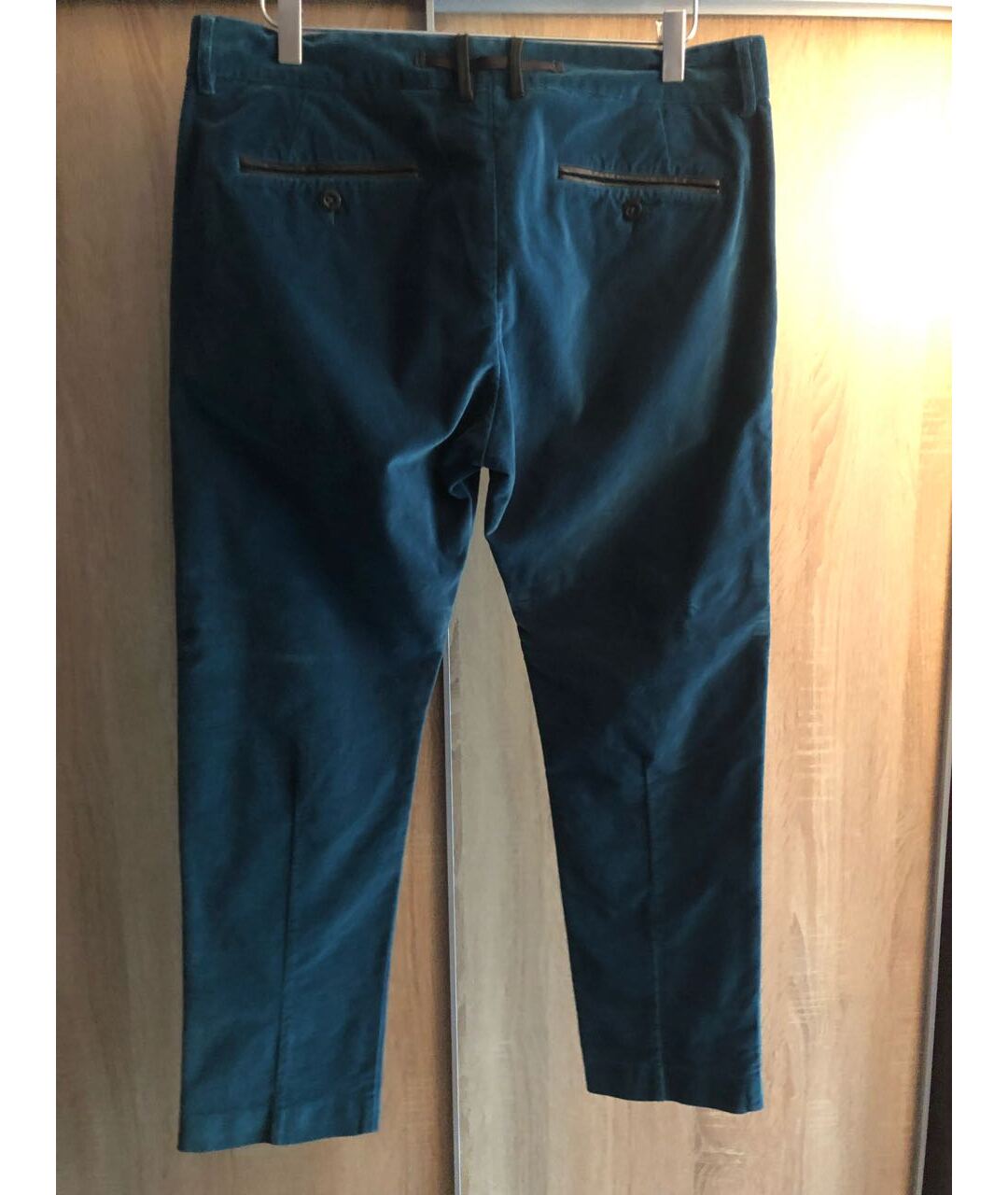 DIESEL Бирюзовые бархатные повседневные брюки, фото 2