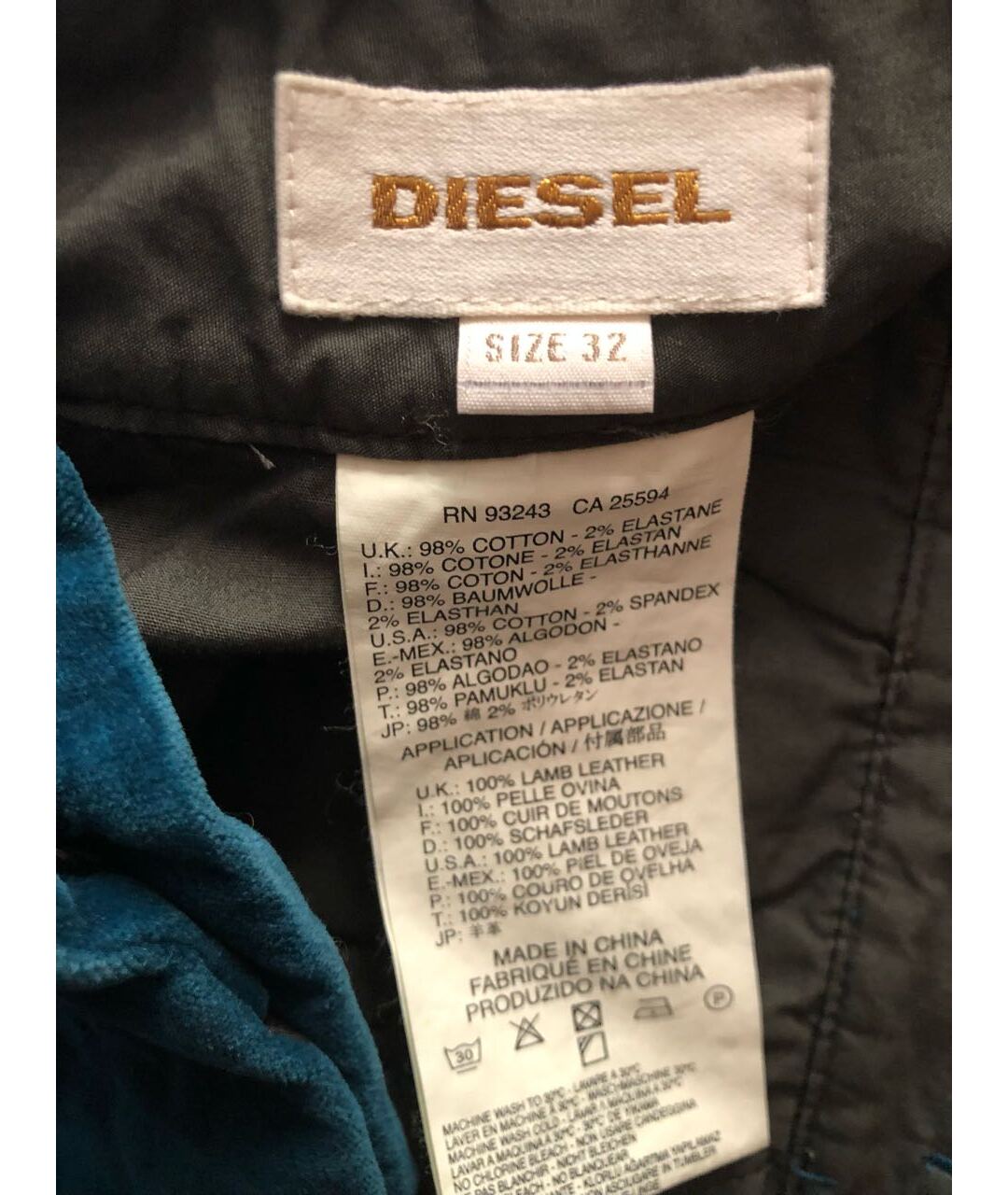 DIESEL Бирюзовые бархатные повседневные брюки, фото 5