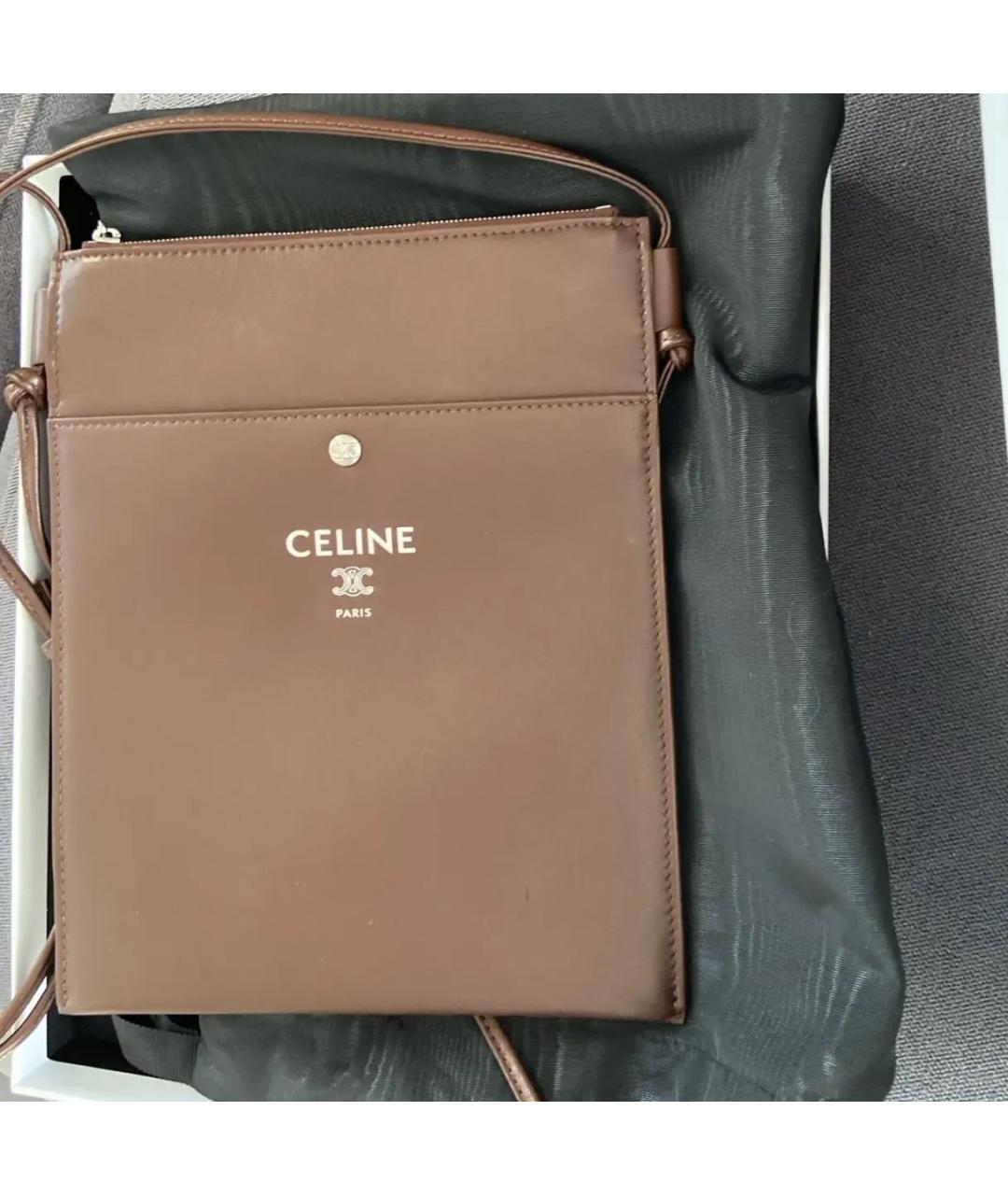 CELINE Коричневая кожаная сумка через плечо, фото 3