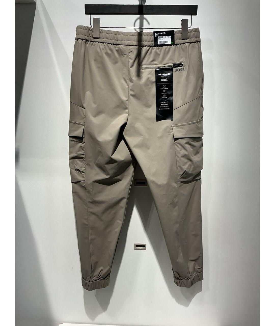 HUGO BOSS Бежевые полиэстеровые повседневные брюки, фото 3