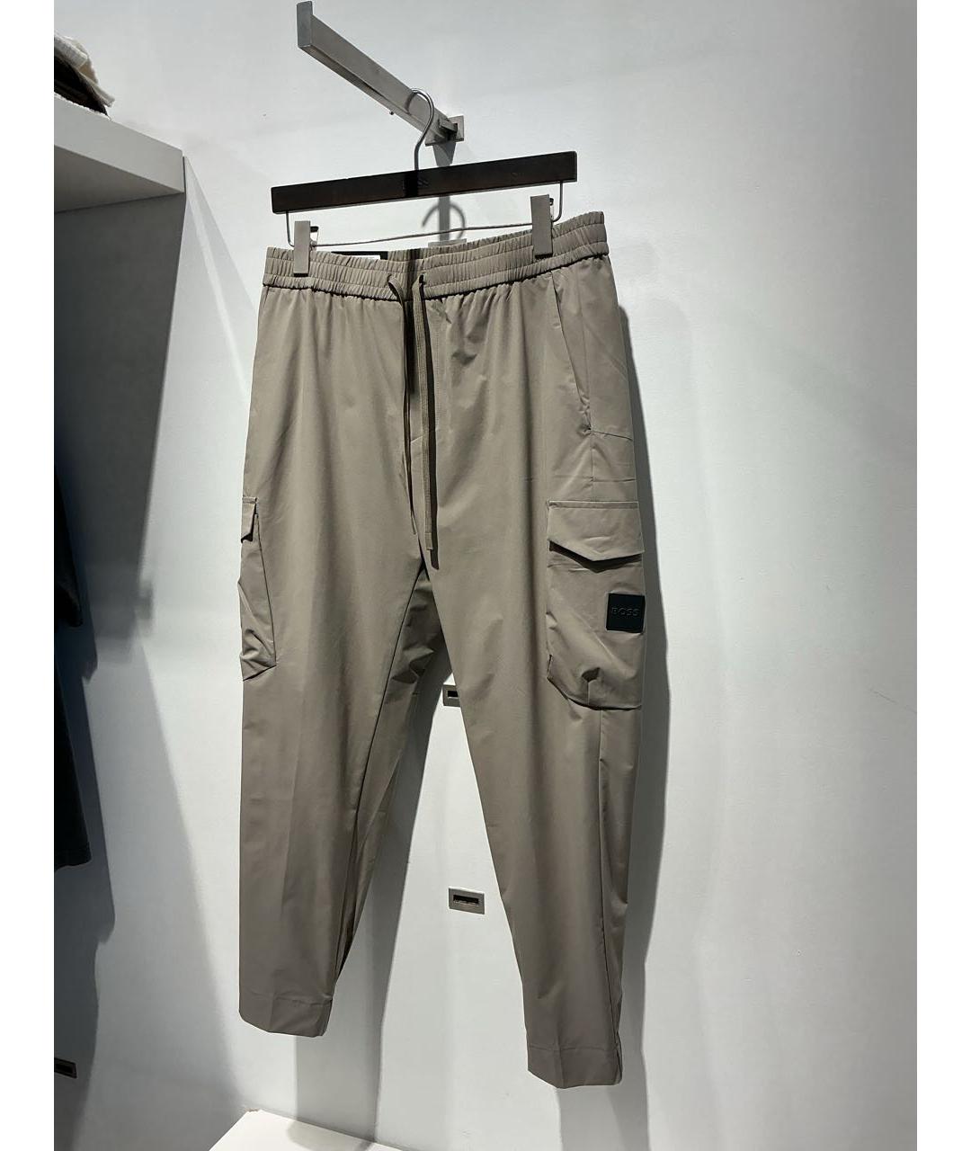 HUGO BOSS Бежевые полиэстеровые повседневные брюки, фото 2