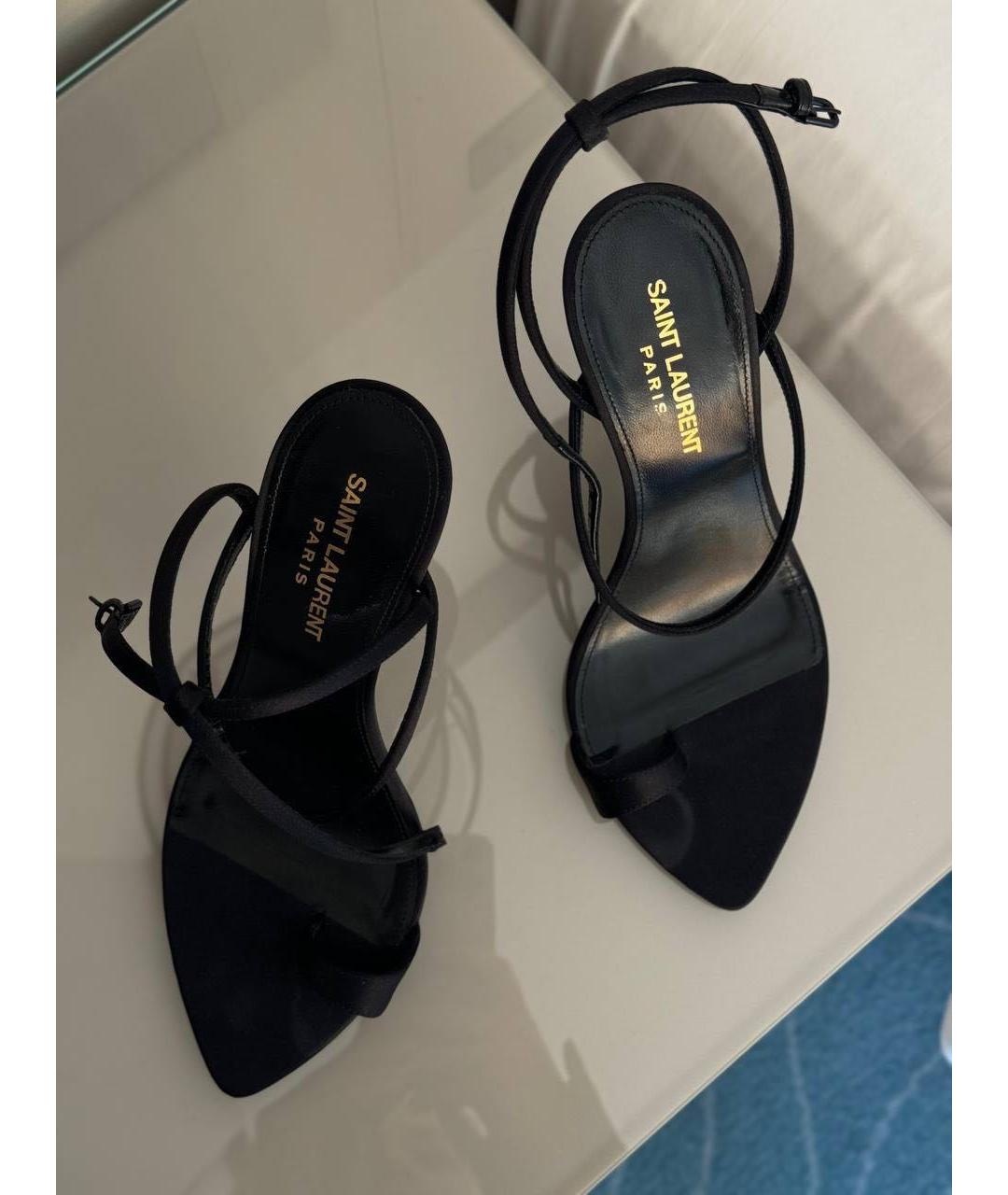 SAINT LAURENT Черные текстильные босоножки, фото 3