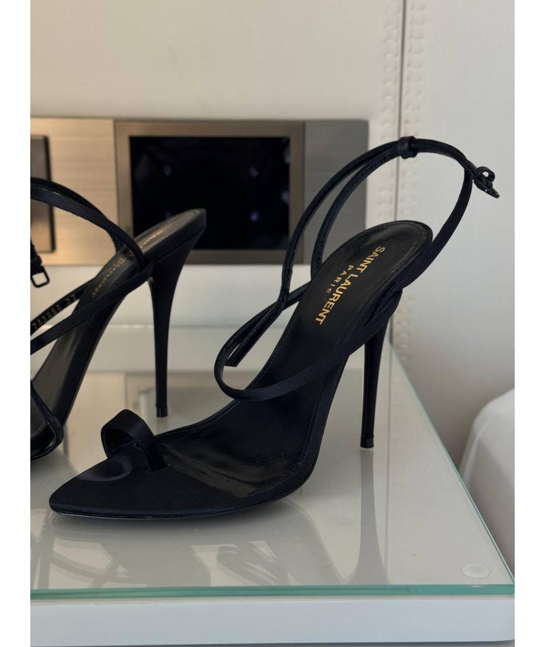 SAINT LAURENT Черные текстильные босоножки, фото 5