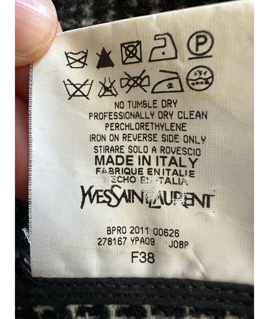 SAINT LAURENT Серая шерстяная юбка миди, фото 5