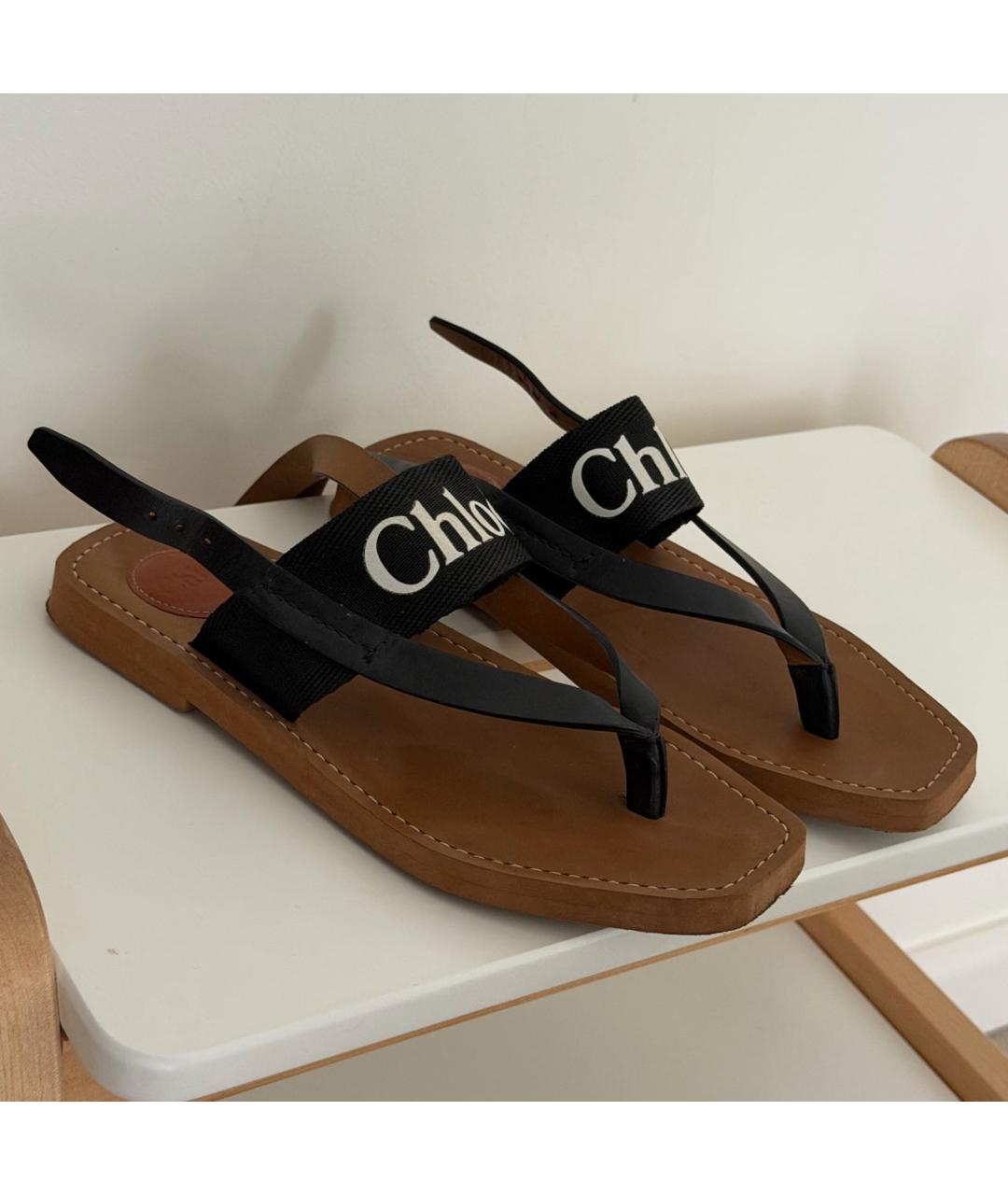 CHLOE Черные кожаные сандалии, фото 8