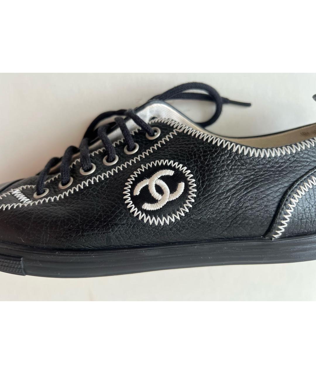 CHANEL Черные кожаные кеды, фото 6