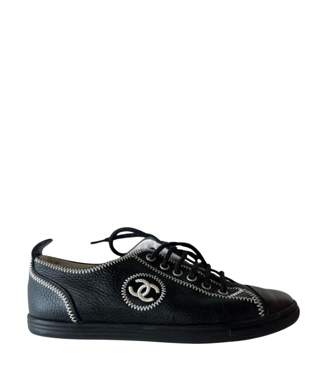 CHANEL Черные кожаные кеды, фото 1