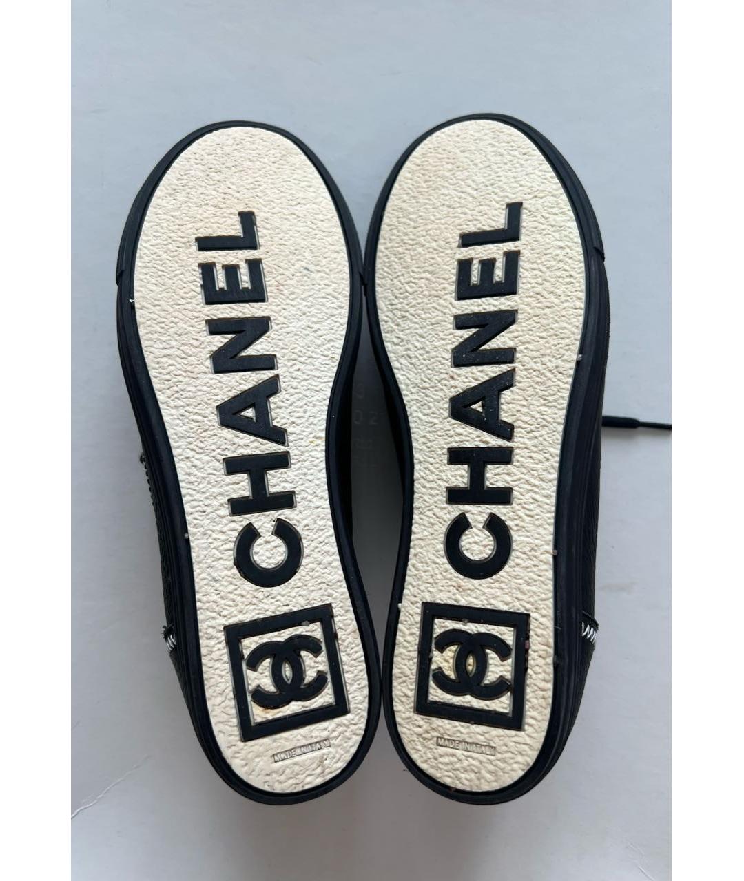 CHANEL Черные кожаные кеды, фото 3